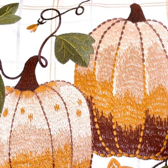 18x18 Fall Autumn Gradient Pumpkins on the Vine Embroidered Pillow Cover New - Picture 3 of 5